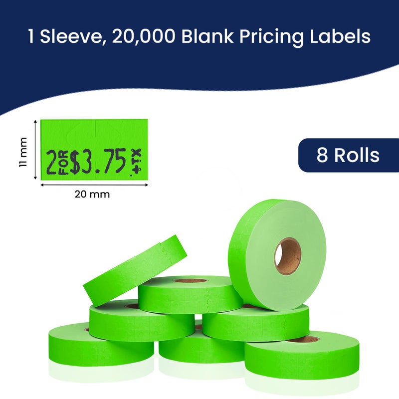 Perco Fluorescent Green Pricing Labels for Monarch 1131 Price Gun â€“ 3 Sleeves, 24 Rolls Value Pack - 60,000 Price Marking Labels â€“ with Ink Rolls Included - Image 3